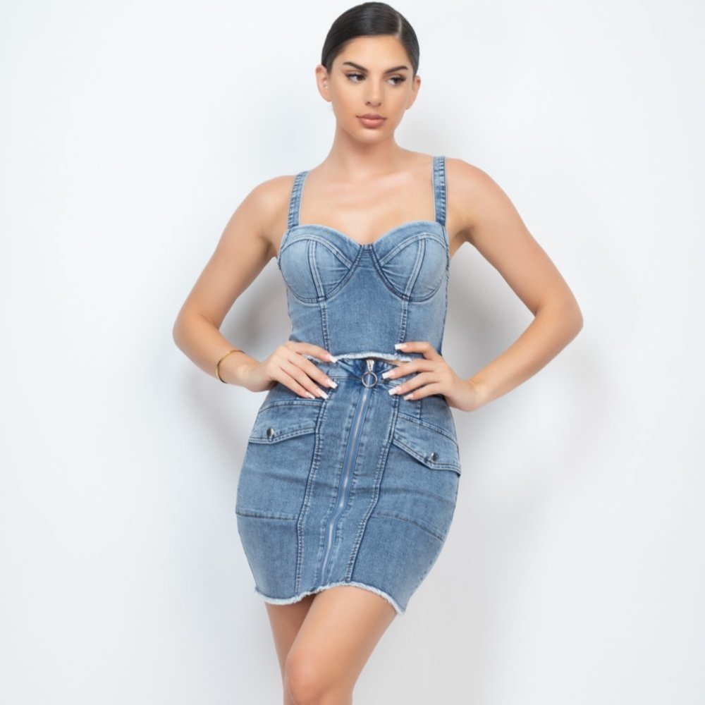 Alani Denim Skirt Set